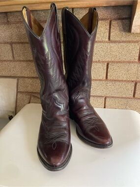 Burgundy Leather Cowboy Boots Women's Size 7